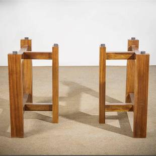 6R奥坎巴花实木大板桌脚桌子腿三脚支架茶桌茶台脚架木质家用原木