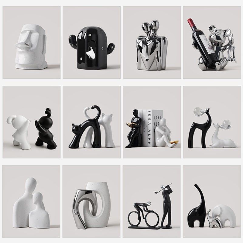 软装高级感雕塑一对摆件小众极简抽象艺术酒柜餐边柜装饰轻奢高档,橡塑材料及制品,塑料盒/塑料箱/塑料柜,淘宝优惠券,粉丝福利购,淘宝优惠卷