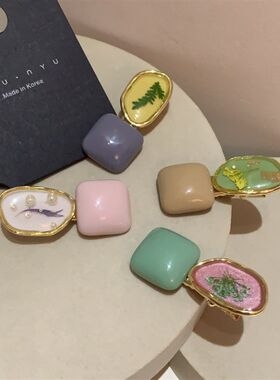 韩国东大门森系小发夹甜美少女滴油植物花草侧边夹刘海夹碎发夹子