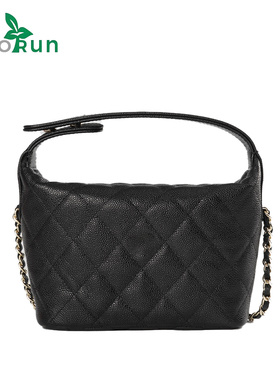 鱼子酱饭盒包时尚小香风链条单肩手提包真皮菱格斜挎包百搭