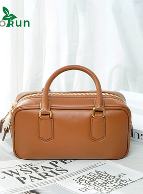 U保龄球秋冬美拉德色系牛皮手提包英伦甜美风女士小方包