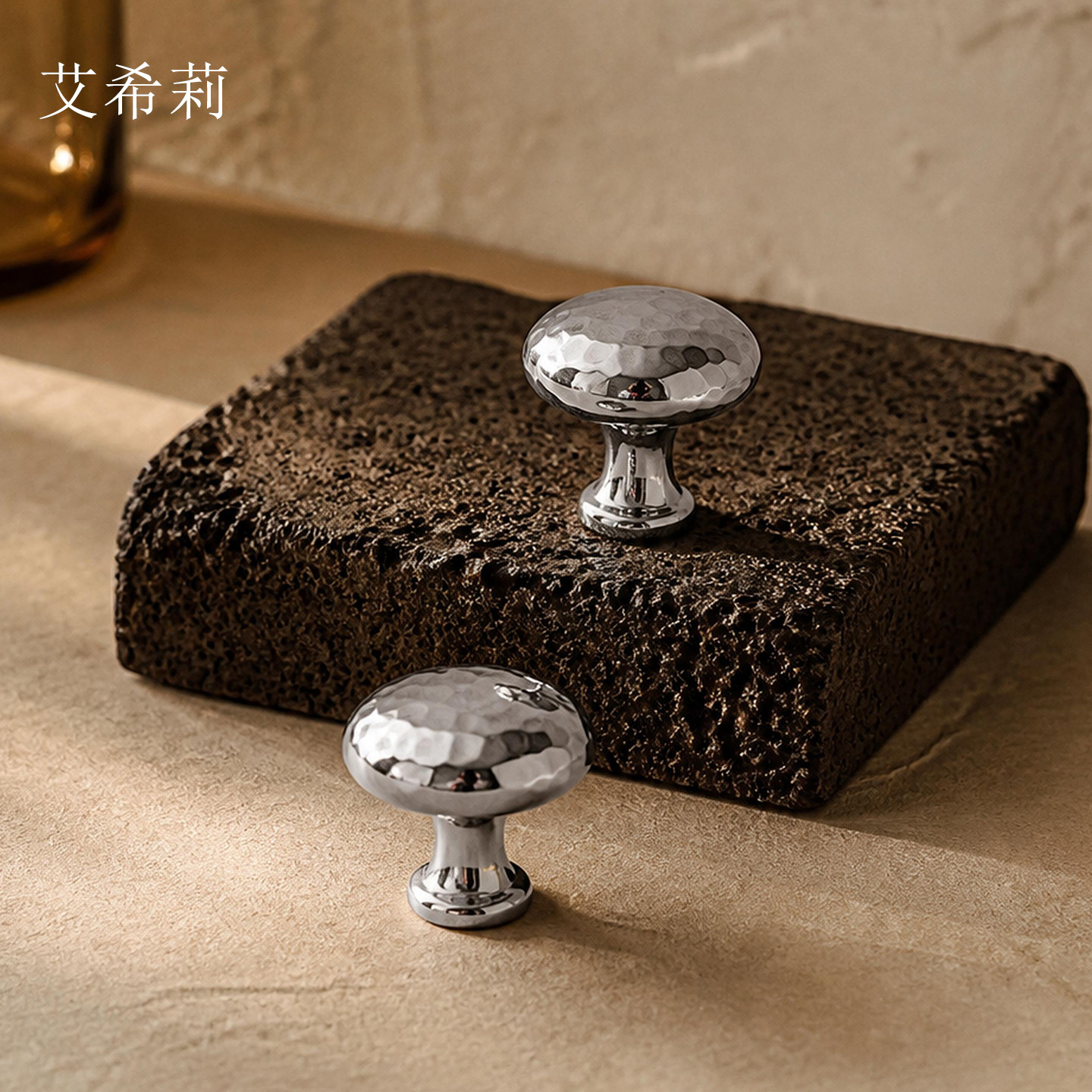 法式银色锤纹蘑菇柜门抽屉拉手图片