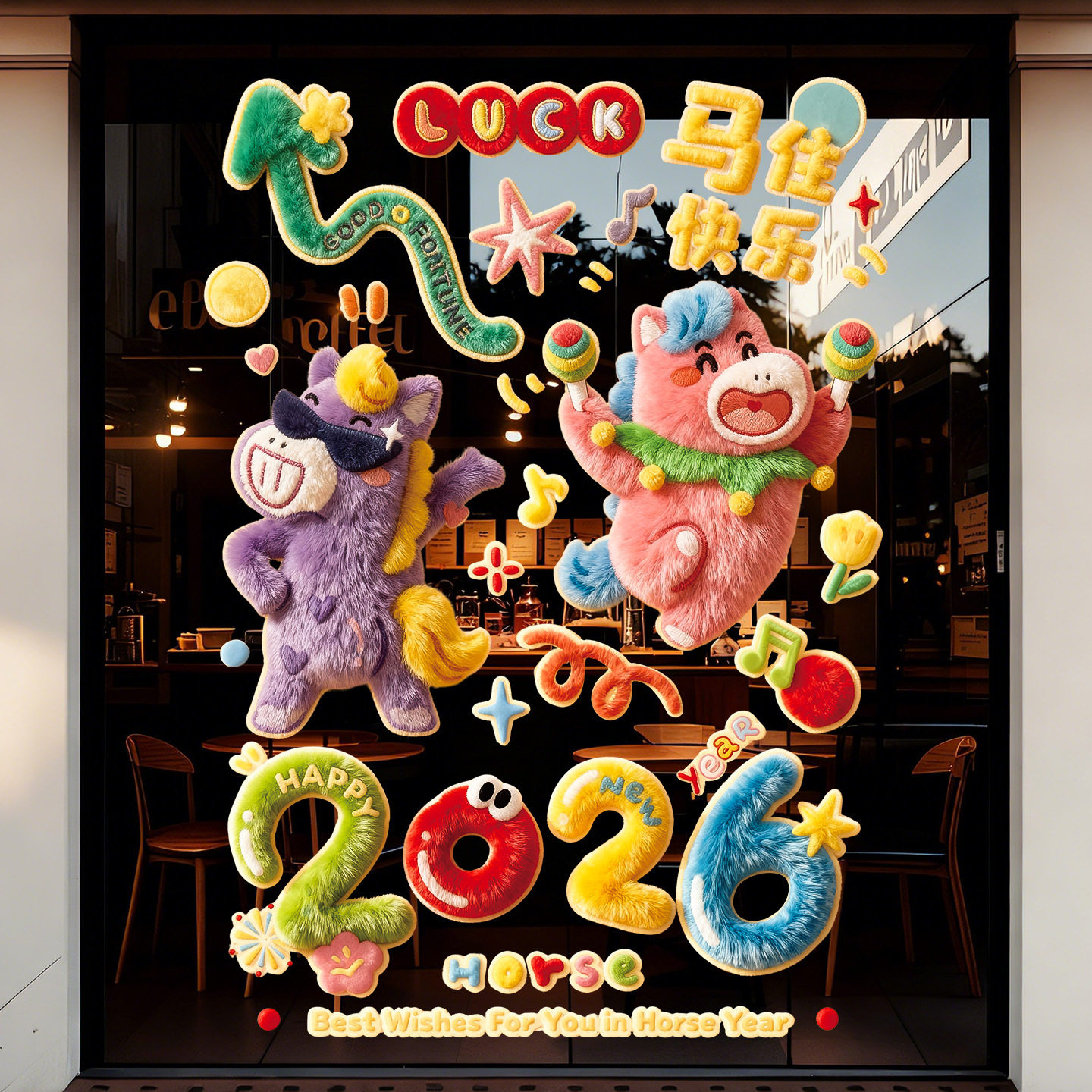 2026新款马年卡通窗花静电贴春节过年创意剪纸玻璃贴纸新年装饰品,节庆用品/礼品,喜字/剪纸/贴纸,淘宝优惠券,粉丝福利购,淘宝优惠卷