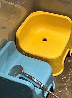 浴室凳家用子靠背宝宝澡凳加塑洗料椅子角72566厚落叠放卫生间矮
