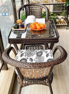 户外桌椅庭台阳休闲藤椅院三件套露台室外腾藤编椅椅OCO子小茶几