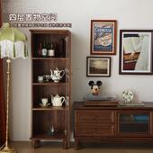北柜美电视柜美式 客立高柜边柜餐厅家具复古黑胡桃木物储实96393