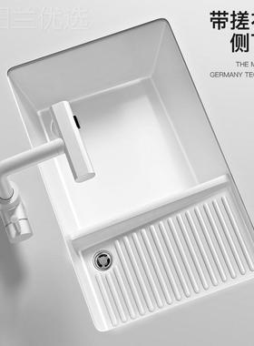 陶I瓷台下盆洗衣盆加深大容量洗PVM衣池搓板侧洗带手盆后下水洗脸