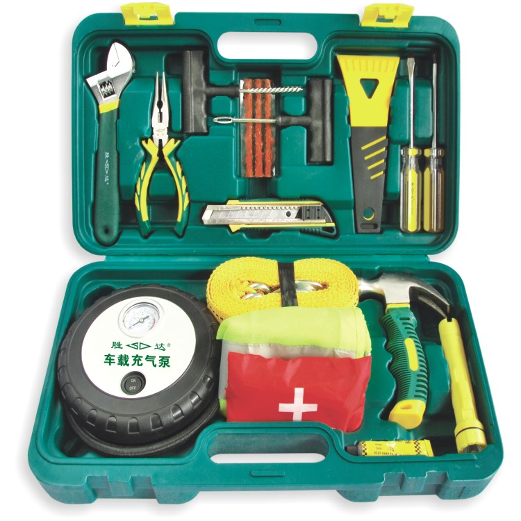 SD/胜达工具 19件汽车充气泵工具套装 车载应急工具组合 急救包