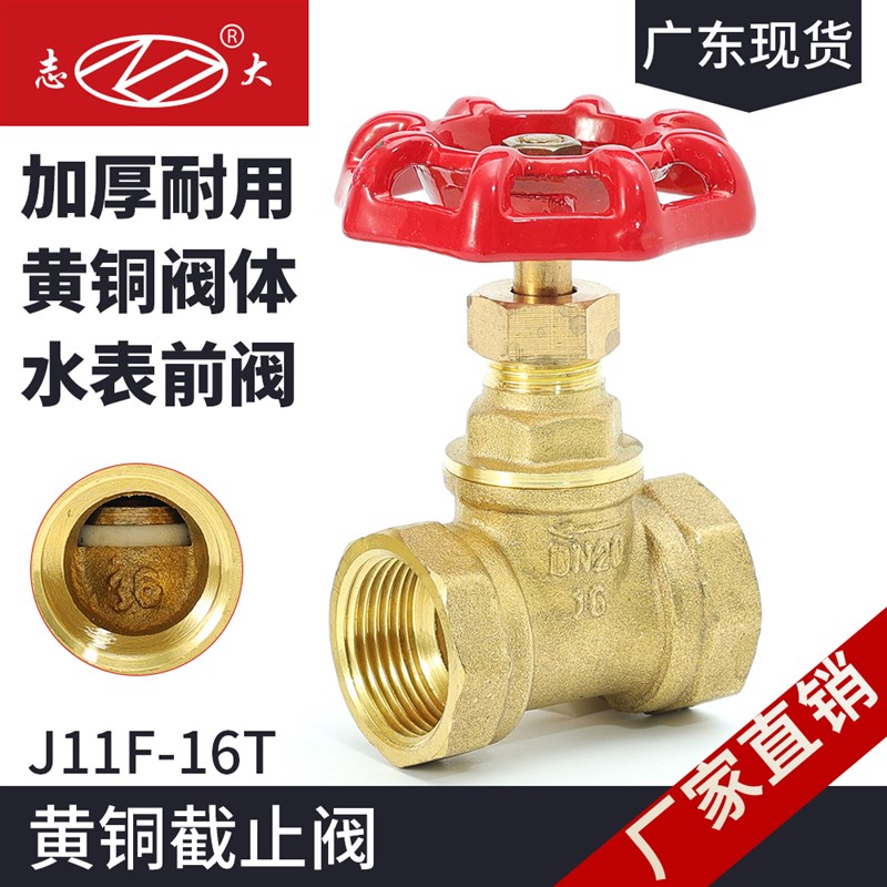 志大宁波黄铜截止阀软密封四氟家用水开关螺纹阀门4分6分DN15DN20