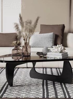 玻璃茶客几小户型厅家代简约北欧透明现极简野口勇创TNQ意用圆形