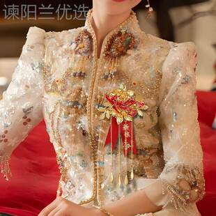 无品牌 结婚龙凤胸花用一别对婚礼新郎新娘胸针花全套中式 襟大花