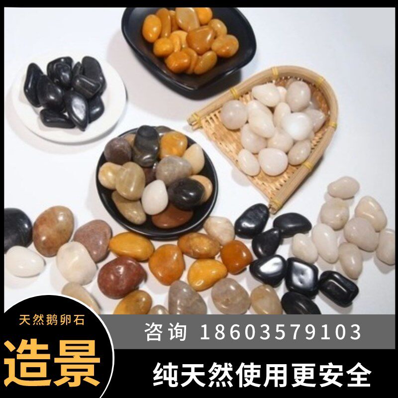 重庆天然鹅卵石铺地造景雨花石原石庭院石子花园鱼缸白色鹅软暖石