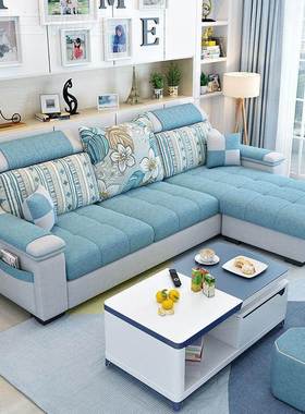 简约现代布艺沙小户型客发厅整装沙客厅UEL具出租房组合家套发装