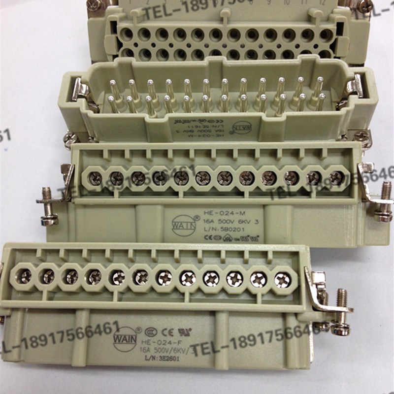 矩形重载24芯 原装WAIN HE-024-F HE-024-M 16A/500V/6KV