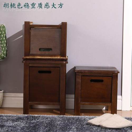 实木小凳子客厅换鞋凳成人方凳儿童小板矮OSE凳带屉抽易收纳凳凳