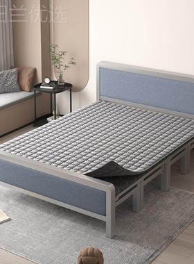 可折叠午单CZA人休木板床家床用铁床成人易简床宿舍双人床加固免