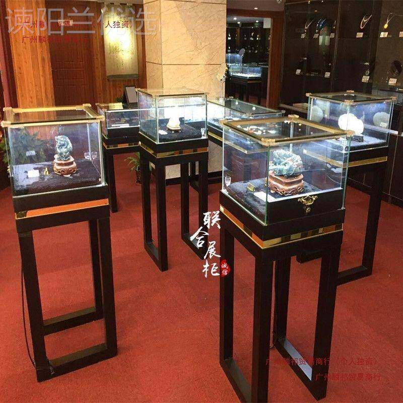 木欧式烤实漆台饰品首饰柜QWW珠宝展示柜古董玉器玻璃柜博物馆陈