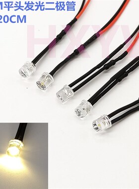 5MM发光二极管LED平5V12V24V110V220VLED灯珠玩具车指示灯暖白灯