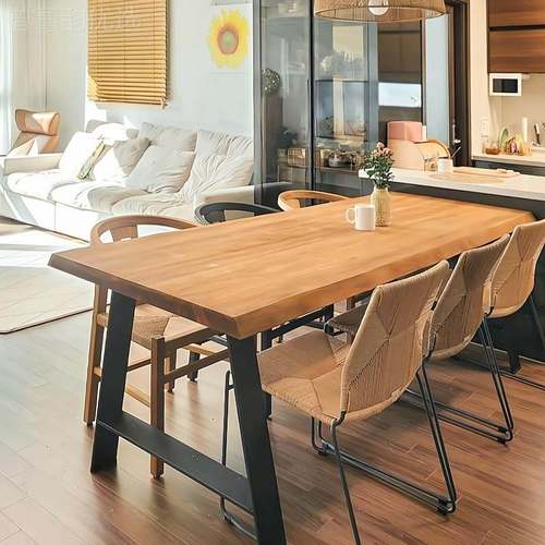 侘寂复古风实木餐桌家用日式板简THA原木木大桌中古风原办公桌轻