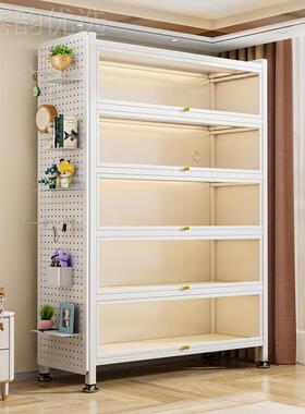 钢门书架带玻璃书柜落地防尘制铁办皮手展示柜家用储物柜91872收