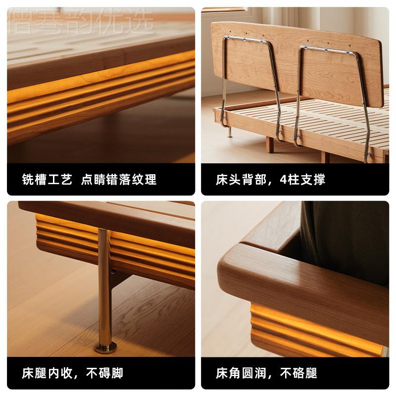 Y/DD/月照双人JGD床日实木床简樱桃木家式具1.8米约床主卧复古床