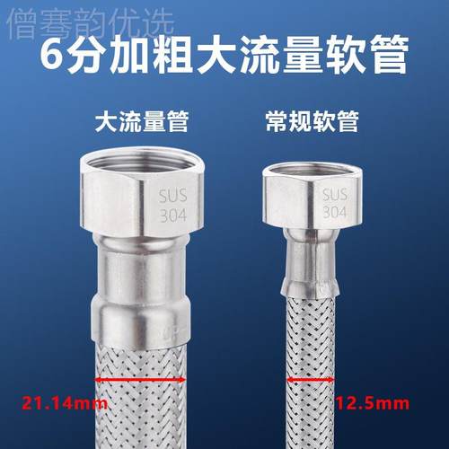 304不锈钢流进量加粗防爆进水属管6分/4分金编75899织冷热高压水