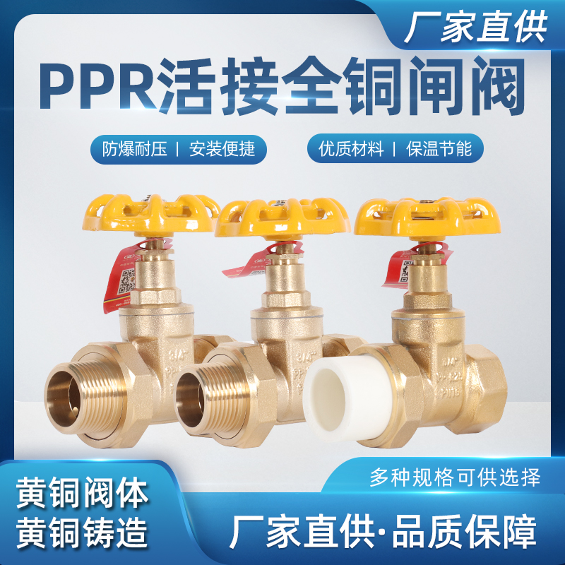 PPR双头活接闸阀活接阀门全铜4分DN15DN20开关停止阀水管配件管件
