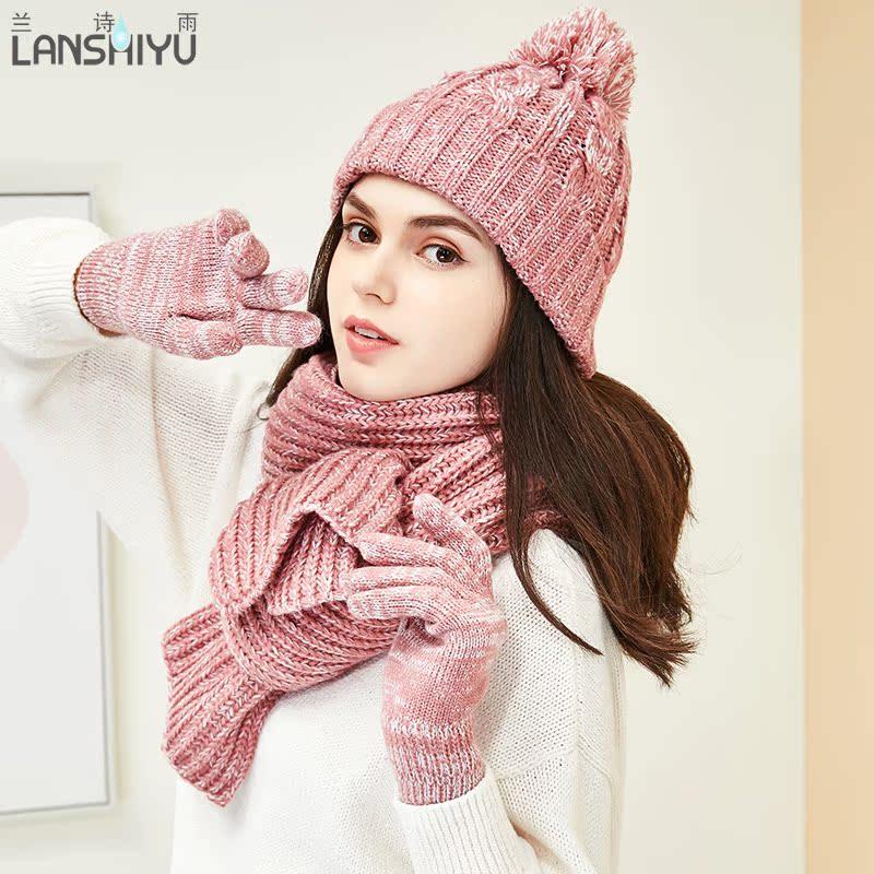 帽子围巾手套三件套，加厚针织
