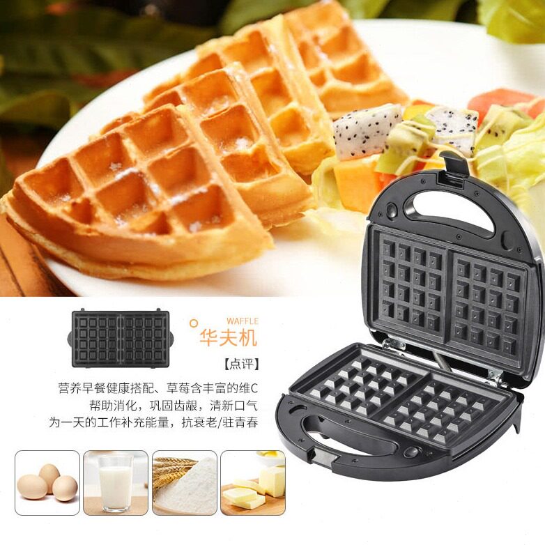 直销欧规六合一早餐机三明治机华夫饼机贝壳甜甜圈蛋糕机帕尼尼坚