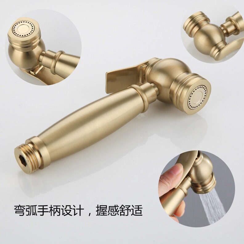 直销净身妇洗器欧式拉丝金冷热马桶喷枪冲洗器压喷头套装全铜新款
