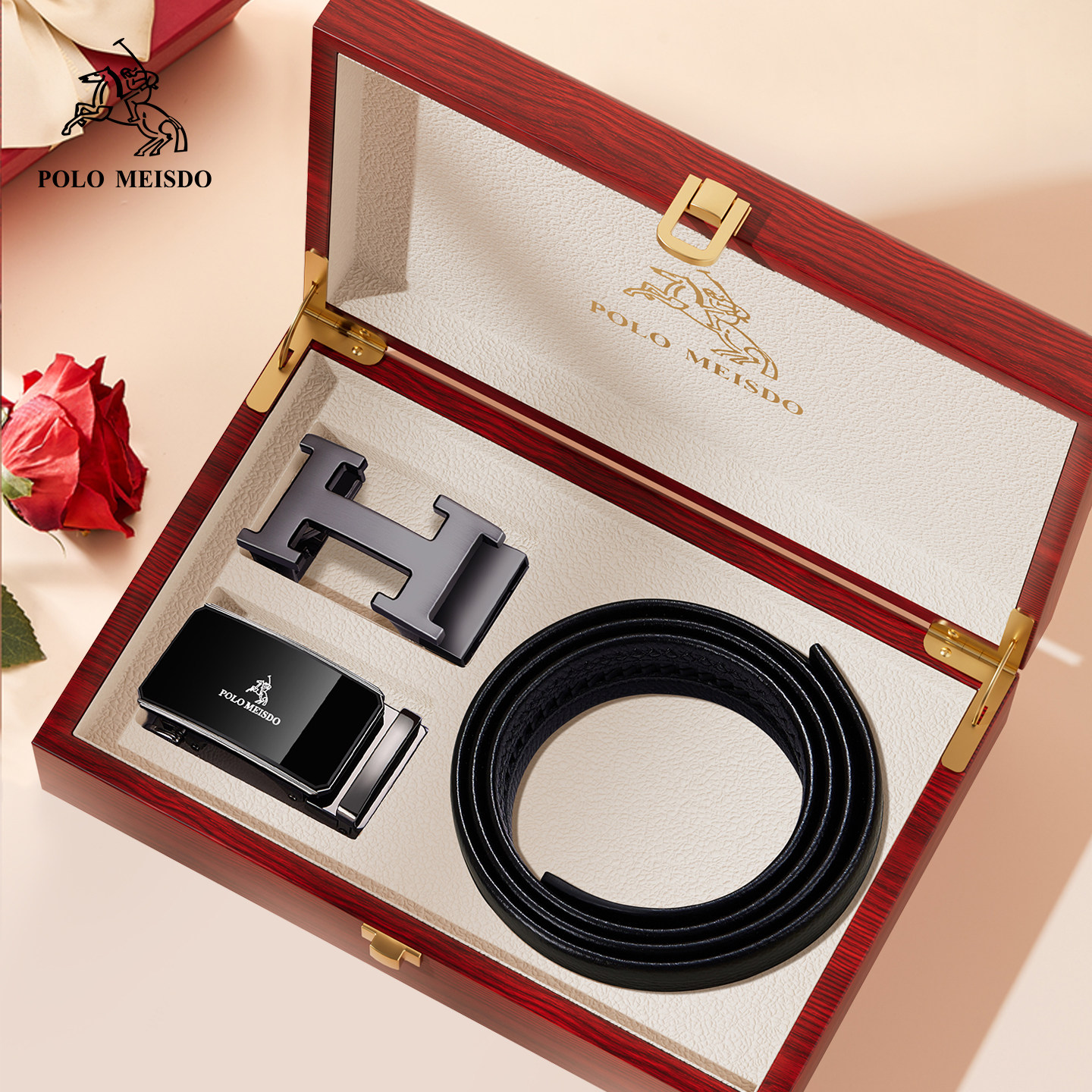 正品保罗男士2025新款牛皮皮带