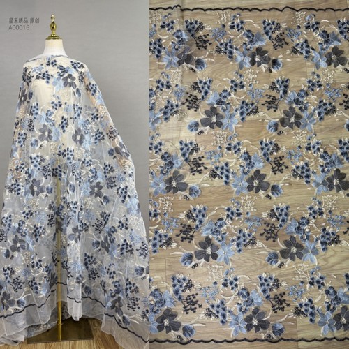 重工刺绣面料网纱蕾丝绣花连衣裙