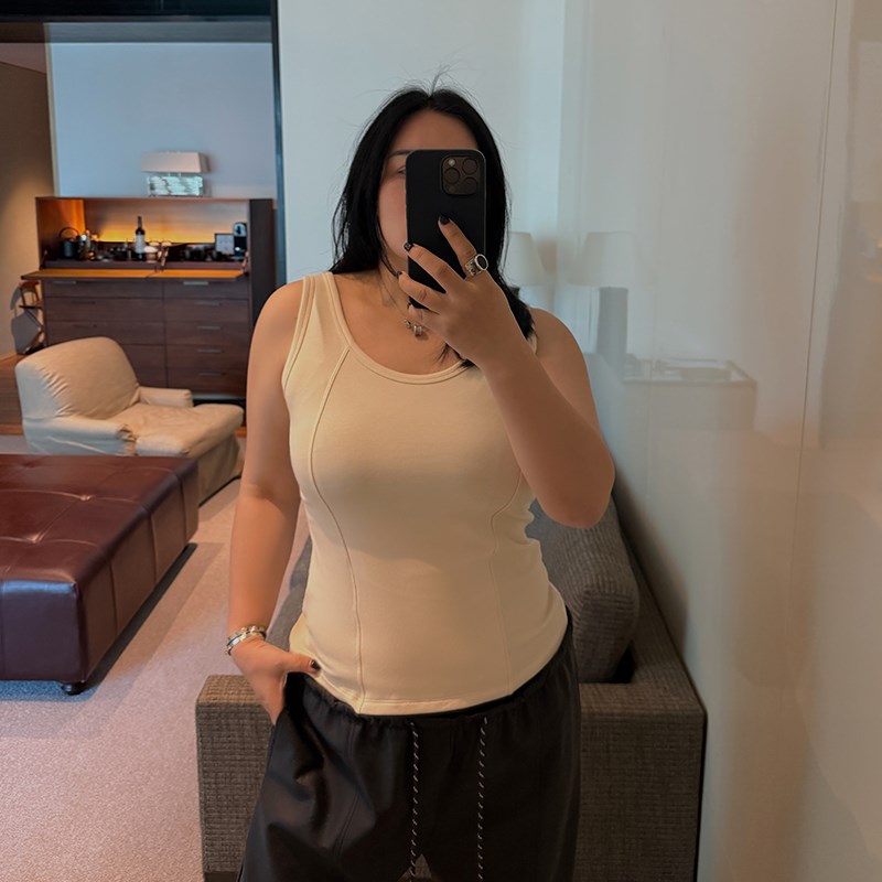 铅笔小鑫大码女装显瘦弹力背心200斤免穿内衣打底显瘦背心秋冬