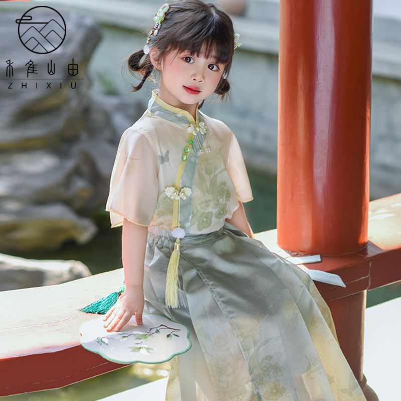 女童汉服夏装新款儿童新中式马面裙新国风唐装小女孩国学古装演出