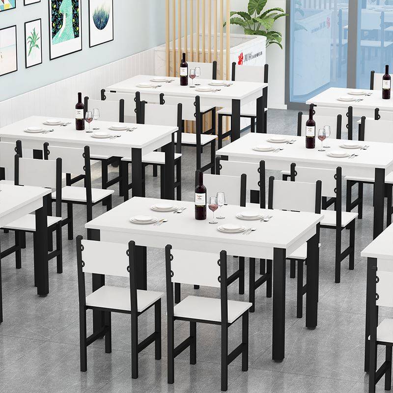 小吃店早餐店食堂餐桌快餐店桌椅4人面馆饭店快餐桌长方形员工桌