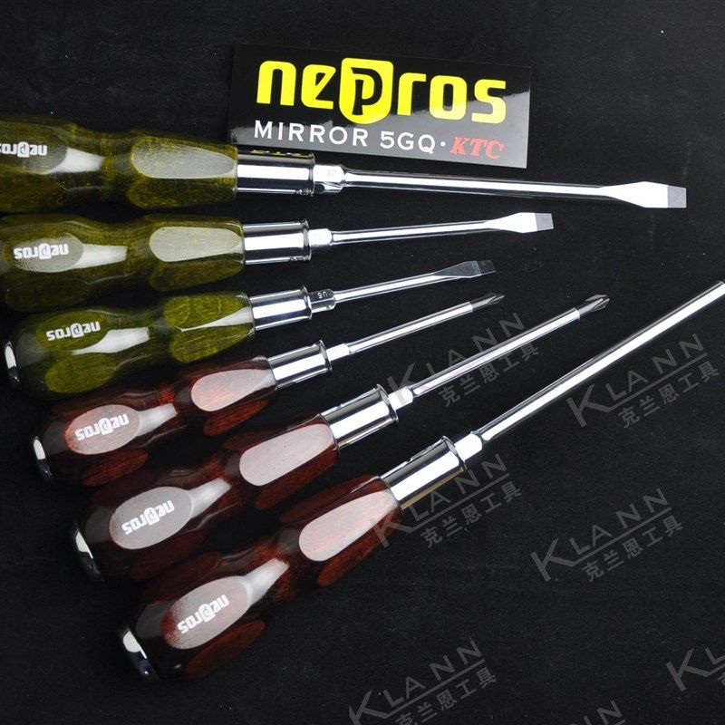 日本KTC NEPROS木柄 螺丝刀6件组套 穿心杆可敲击 带磁性 NTD306