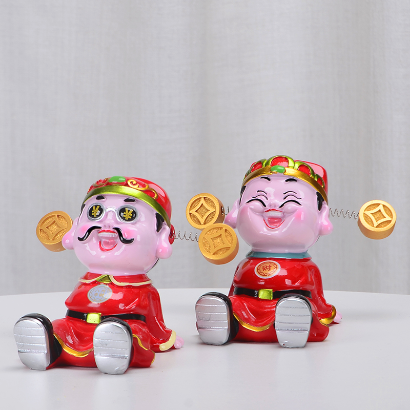 财神爷摆件新家乔迁客厅桌面玄关装饰开业招财发财手机支架摆件