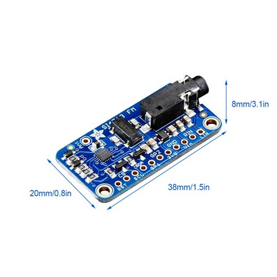SI4713立体声调频发射器带LED指示供电电压3-5V DC蓝色带单排针