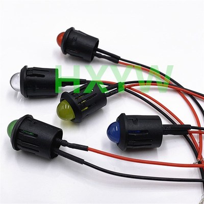 10MM指示灯 F10超高亮LED发光二极管带F8黑色灯套5V12V24V48V220V