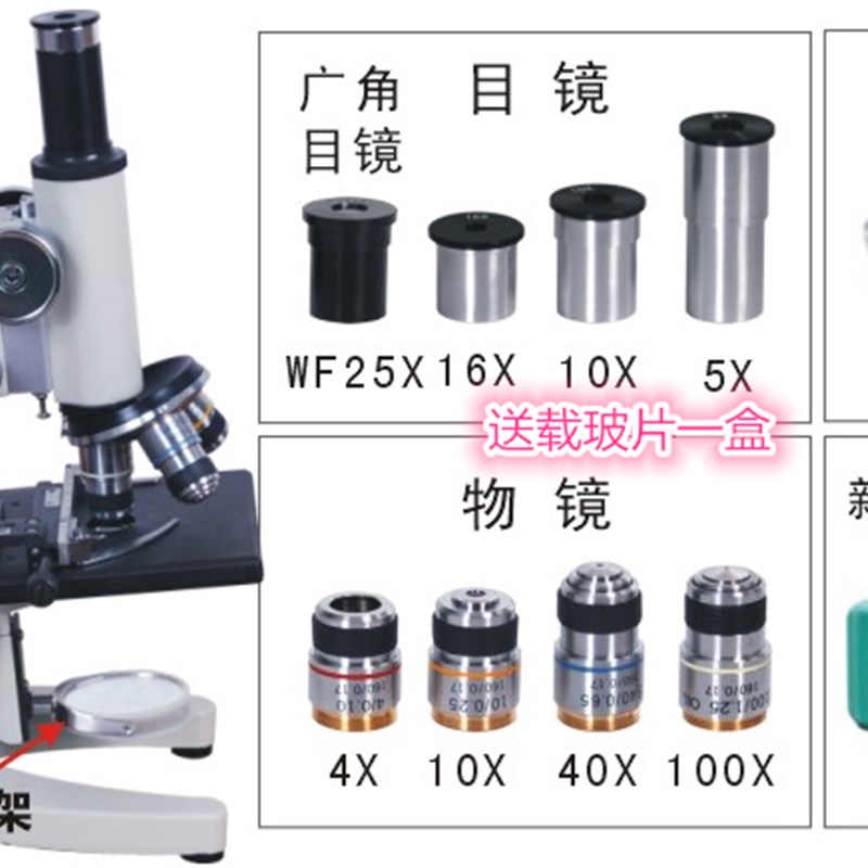 生物显微镜学生用专业1600倍生物显微镜便携QS专用XSP-02-06