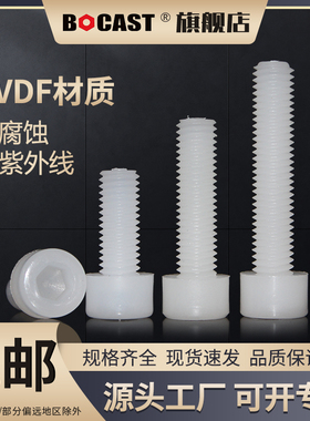 PVDF耐强酸强碱内六方M3--M10塑料螺钉 内六角pvdf耐腐蚀塑胶螺丝