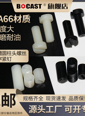 PA66塑料螺丝M-M12尼龙开槽圆柱头塑胶螺栓 一字紧钉塑料螺钉