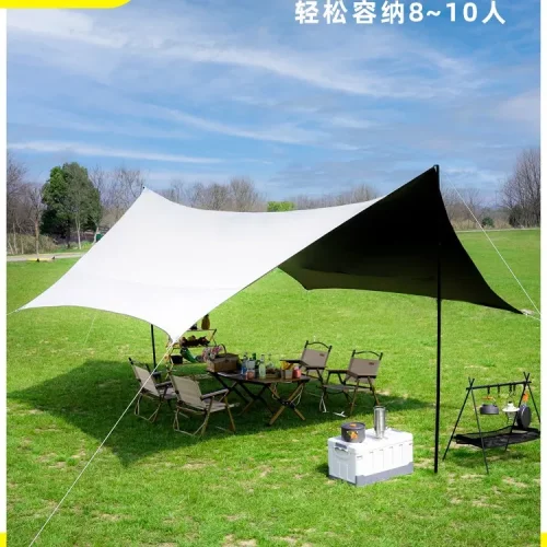 户外露营黑胶六角天幕防晒防水