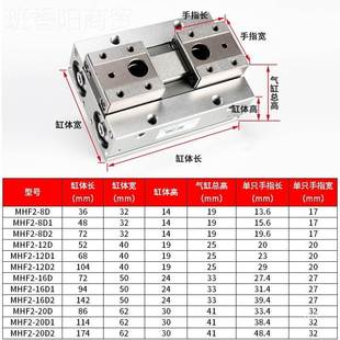 16D1 12D 2气 8XAHD HDF导轨滑台型小平行夹爪型动手指薄气缸MHF2