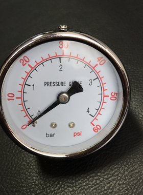 PT1/4螺纹 轴向压力表 直径 60mm 压力4BAR 60PSI y60z 04mpa