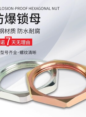 防爆六角螺母挠性管DN15DN20DN25防爆接头锁紧铁锁母碳钢六角螺帽