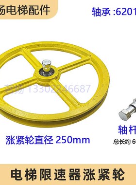 电梯限速器涨紧轮250直径轮6mm钢丝绳6201DU轴承适用蒂森/通力