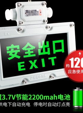 LED防爆应急灯消防通道安全出口充电EX标志灯应急停电疏散指示灯