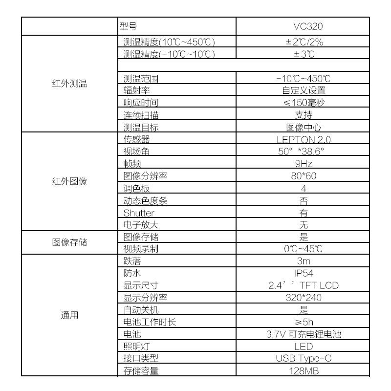 胜利仪器手持式热成像仪VC320红外温度热成像仪夜视仪热像仪