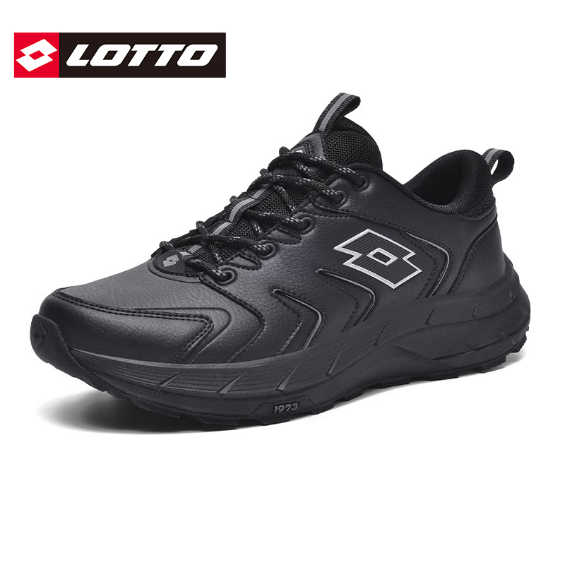 LOTTO乐途男鞋黑色皮面运动鞋